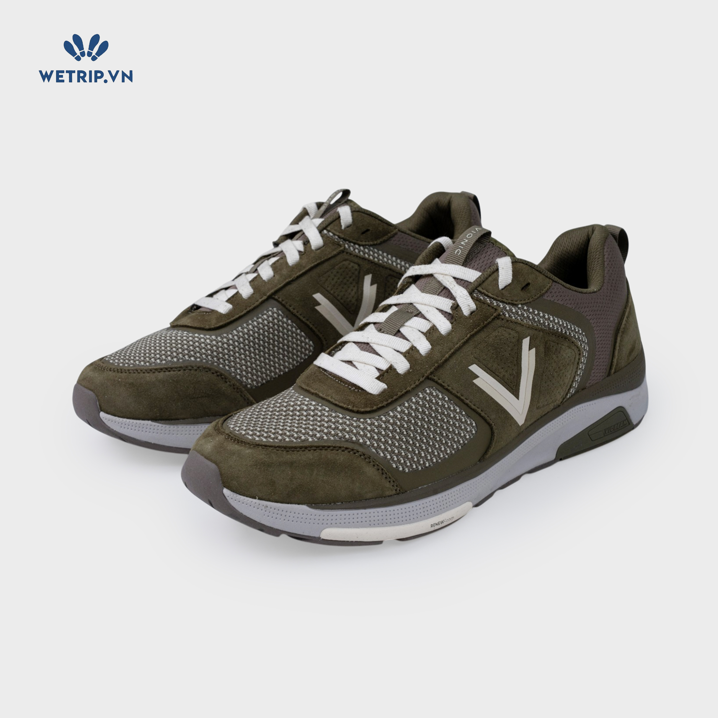 Sneakers Vionic (Da lộn phối lưới, xanh rêu) Mã SN-VINIC-027-I