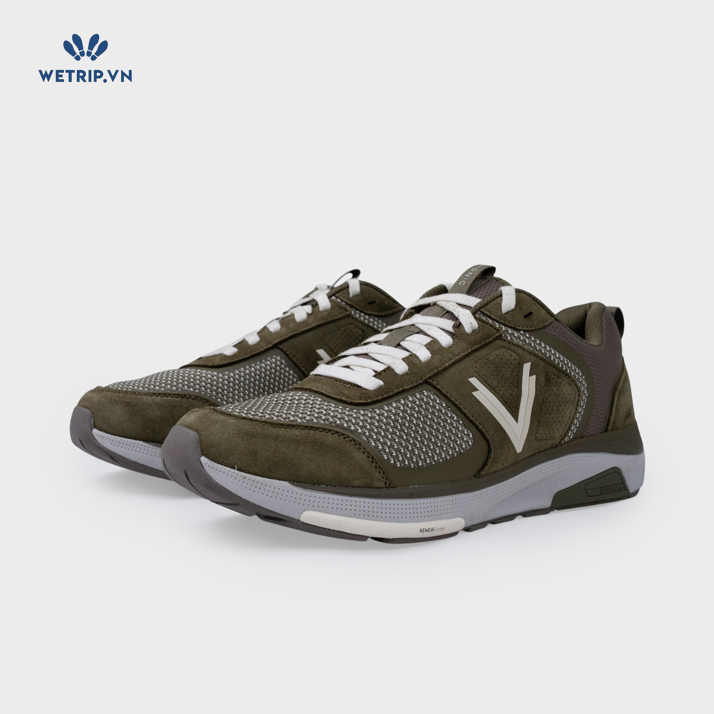 Sneakers Vionic (Da lộn phối lưới, xanh rêu) Mã SN-VINIC-027-I