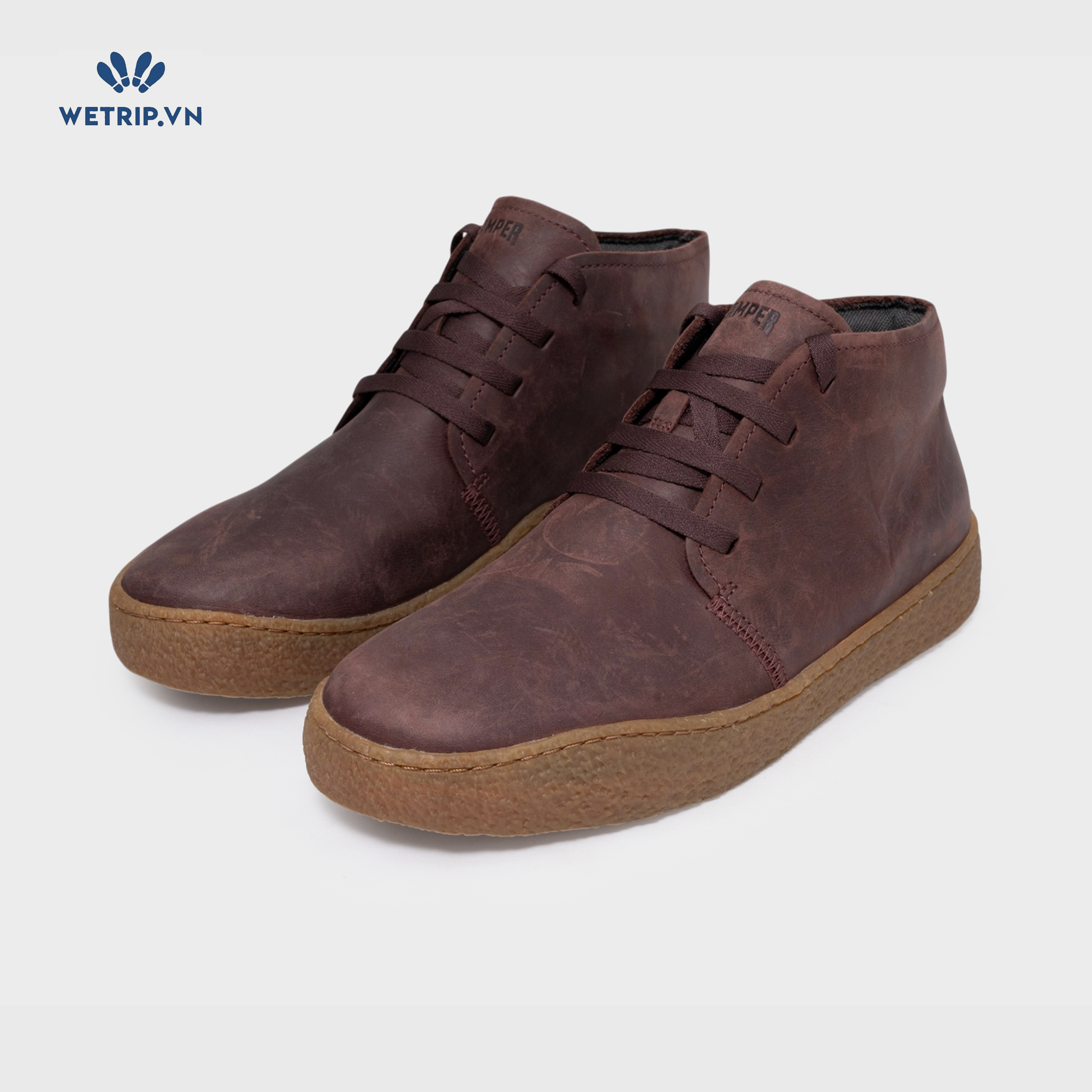 Sneakers We_Camper (da đỏ mận, đế nâu) (Mã) SN-CP-182-A