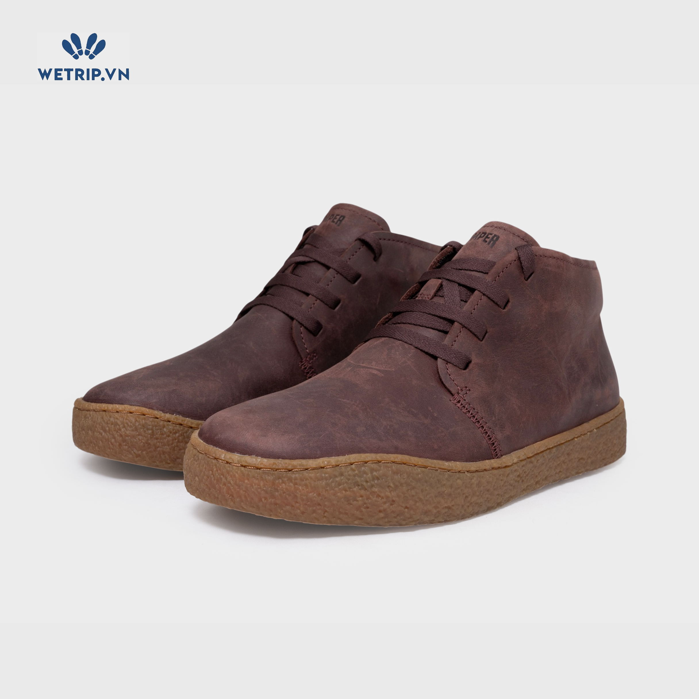 Sneakers We_Camper (da đỏ mận, đế nâu) (Mã) SN-CP-182-A