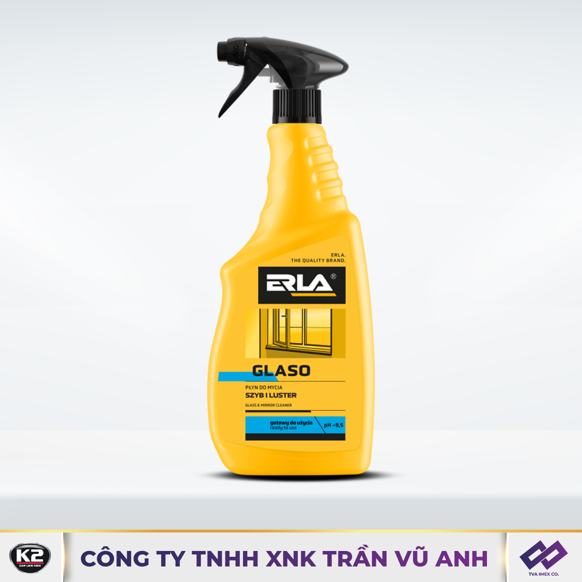 ERLA GLASO 750ML - CHẤT TẨY RỬA CHUYÊN DỤNG CHO CỬA SỔ KÍNH VÀ BỀ MẶT KÍNH