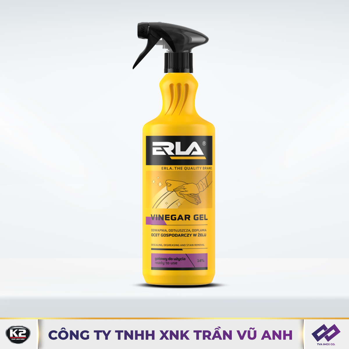 ERLA VINEGAR GEL 1L - CHẤT TẨY RỬA CHUYÊN DỤNG CHO CÁC BỀ MẶT KHÁC NHAU