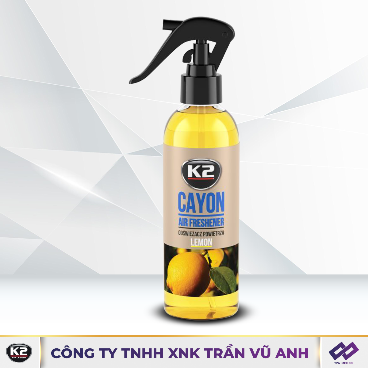 K2 CAYON LEMON 250ML - XỊT KHỬ MÙI Ô TÔ HƯƠNG CHANH - K11