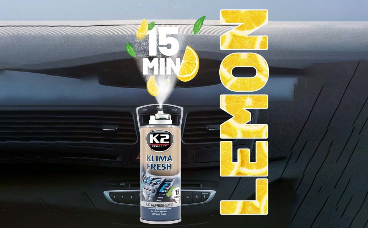 K2 KLIMA FRESH LEMON 150ML - CHAI XỊT KHỬ MÙI MÁY LẠNH Ô TÔ HƯƠNG CHANH - K15