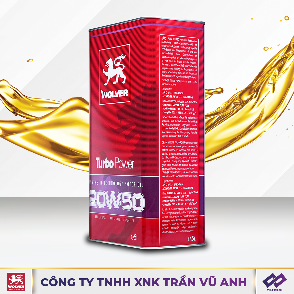 WOLVER TURBO POWER 20W50 CI-4 5L