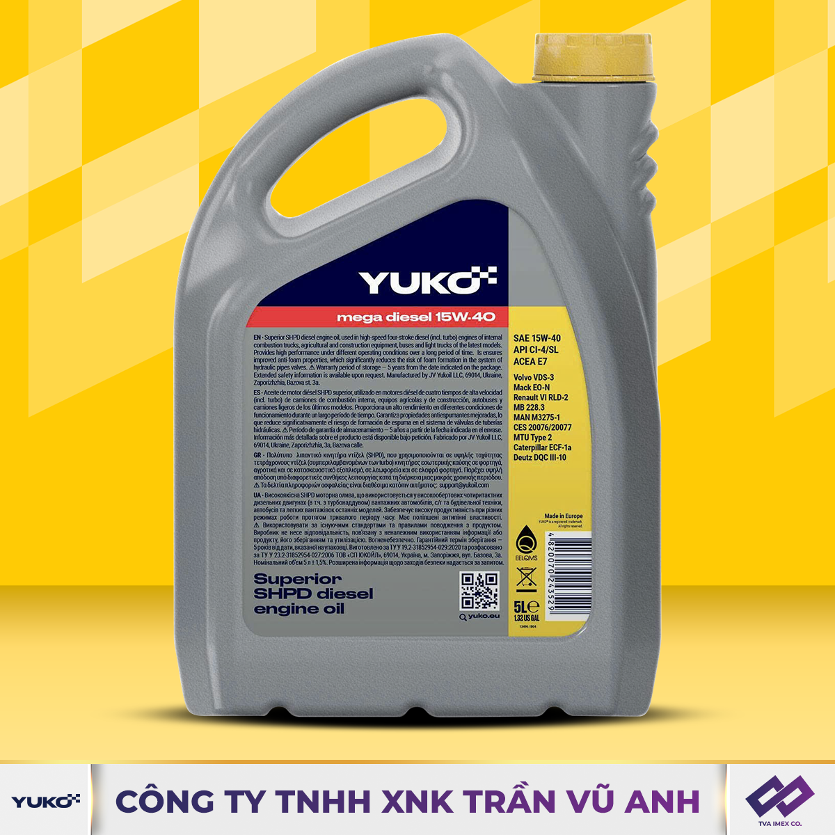 YUKO MEGA DIESEL 15W40 CI-4 5L