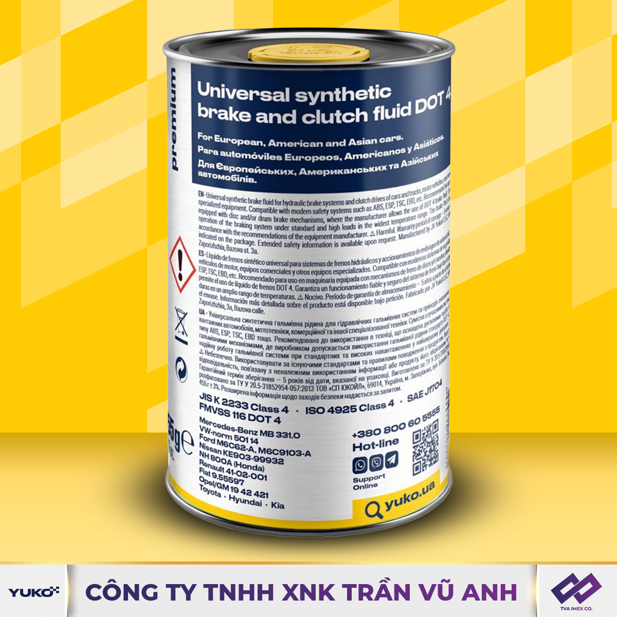 YUKO SYNTHETIC BRAKE FLUID DOT 4 0.6L
