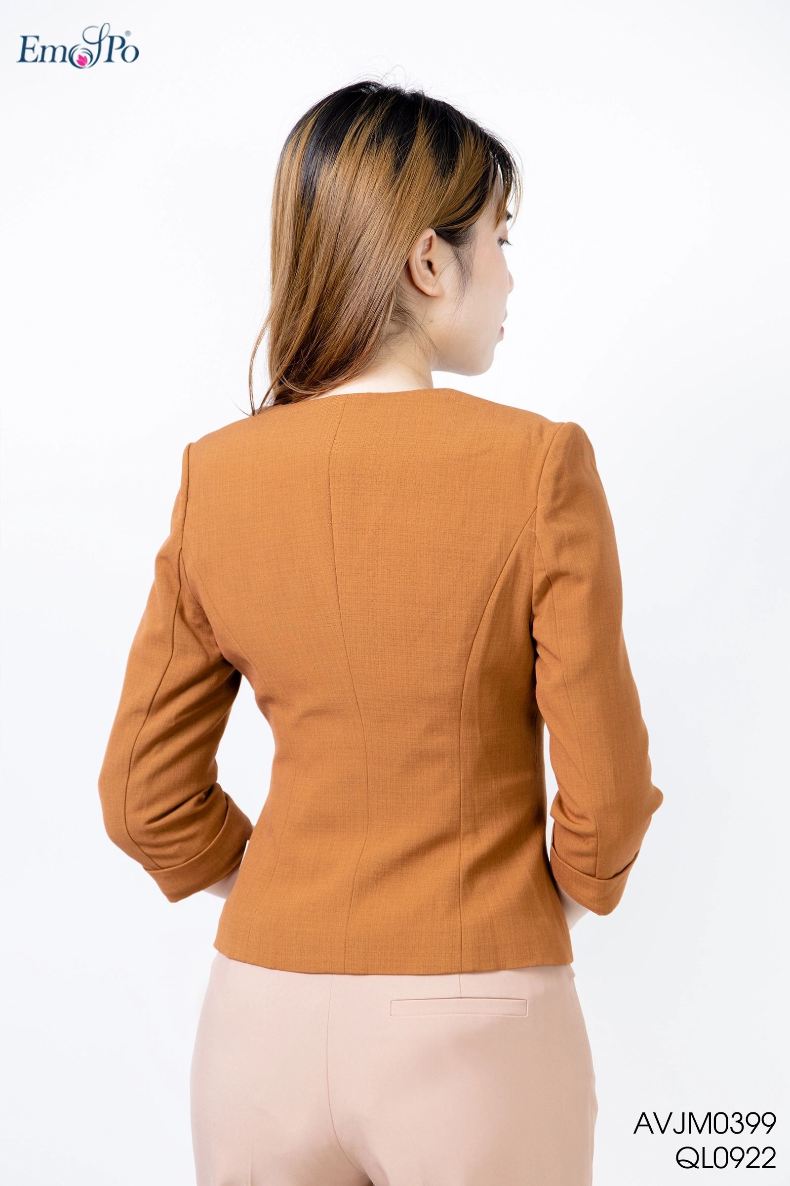 Áo vest nữ công sở kiểu cổ tròn màu vàng cam V475 tại Thời Trang Thủy