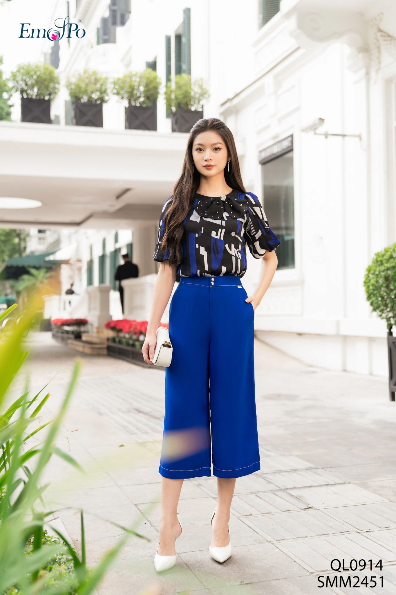 Quần culottes cúc rập, khóa moi, hai túi sườn