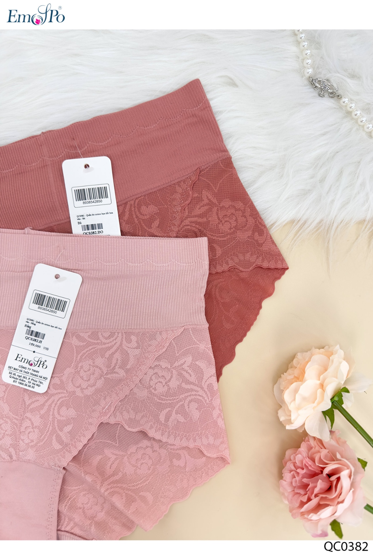 QC0382 - Quần lót cotton họa tiết hoa văn