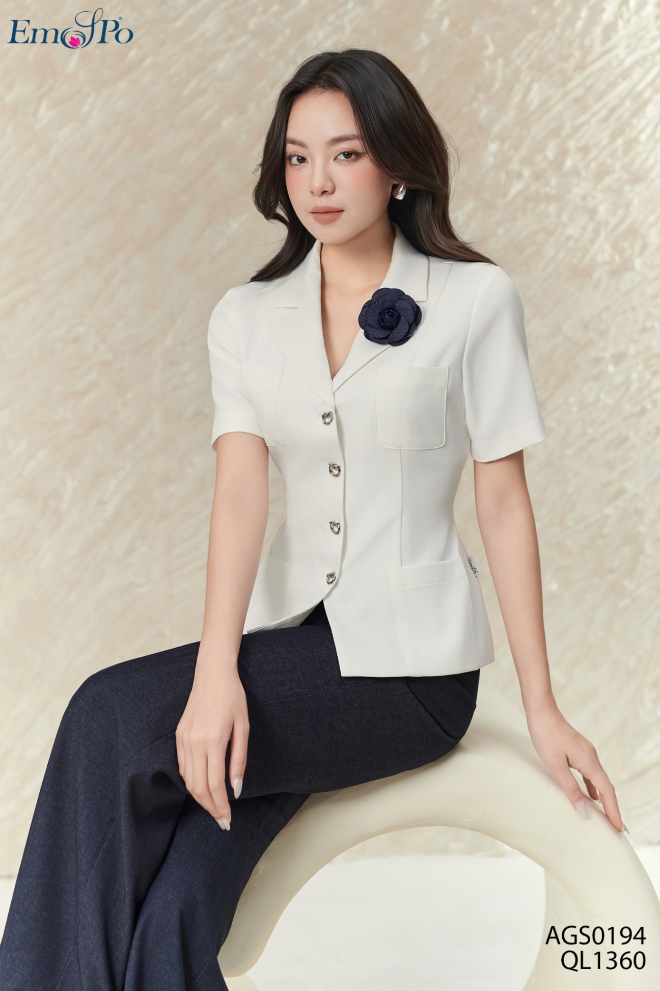 Quần suông loe, đỉa cạp, 2 khuy cài