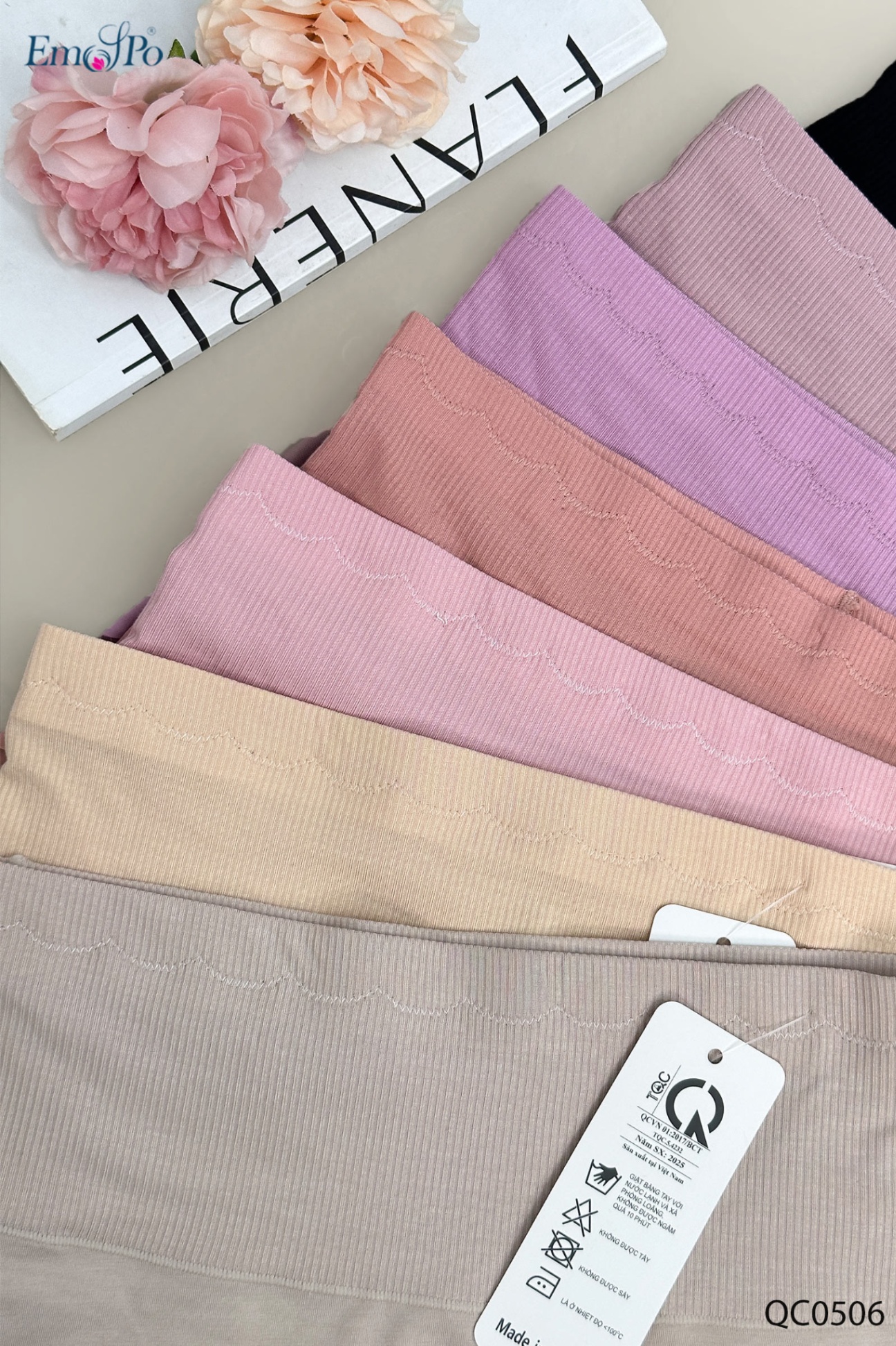 QC0506 - Quần lót cotton trơn, cạp tăm