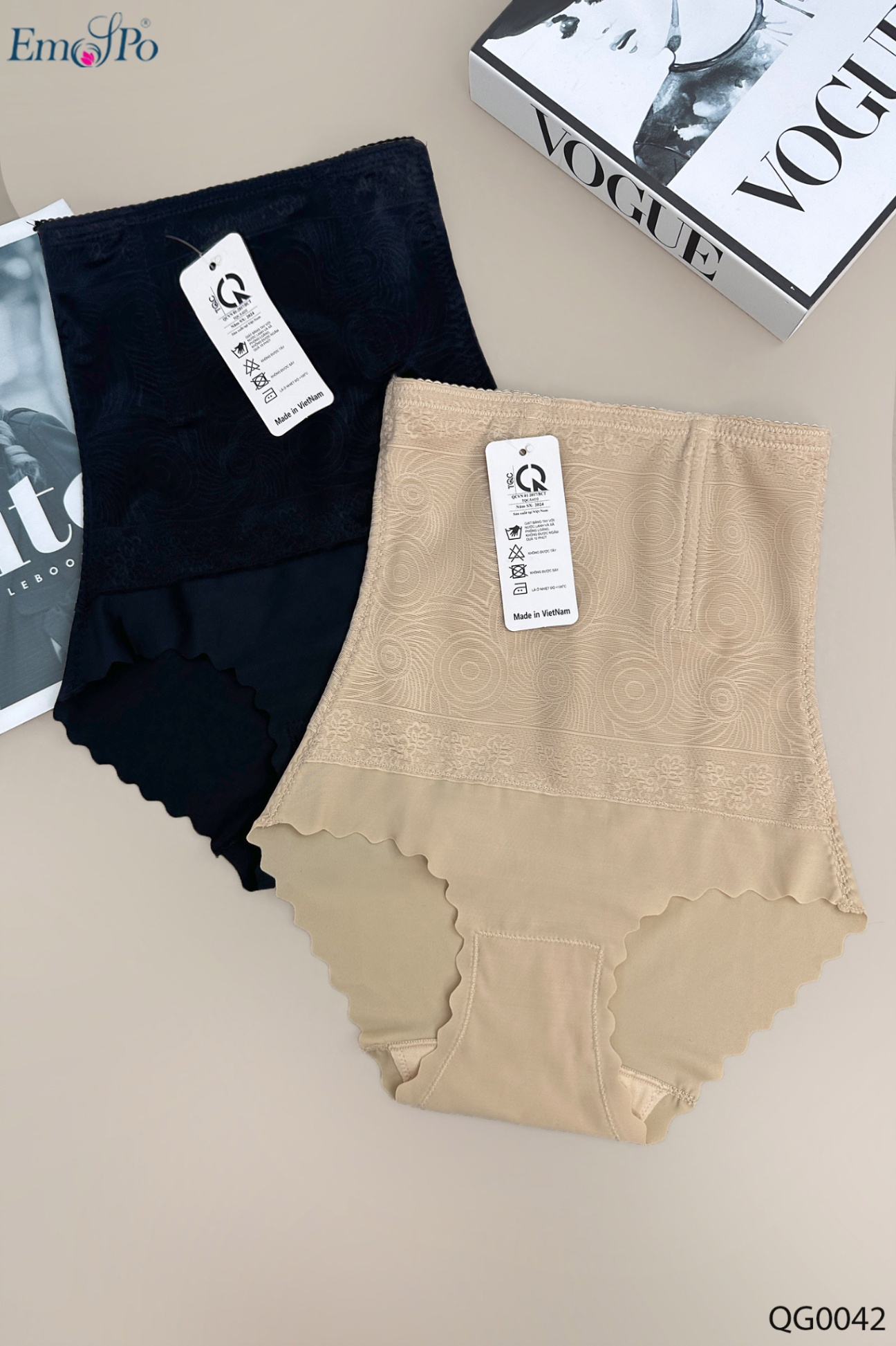 QG0042 - Quần gen cotton cạp siêu cao, viền lượn sóng