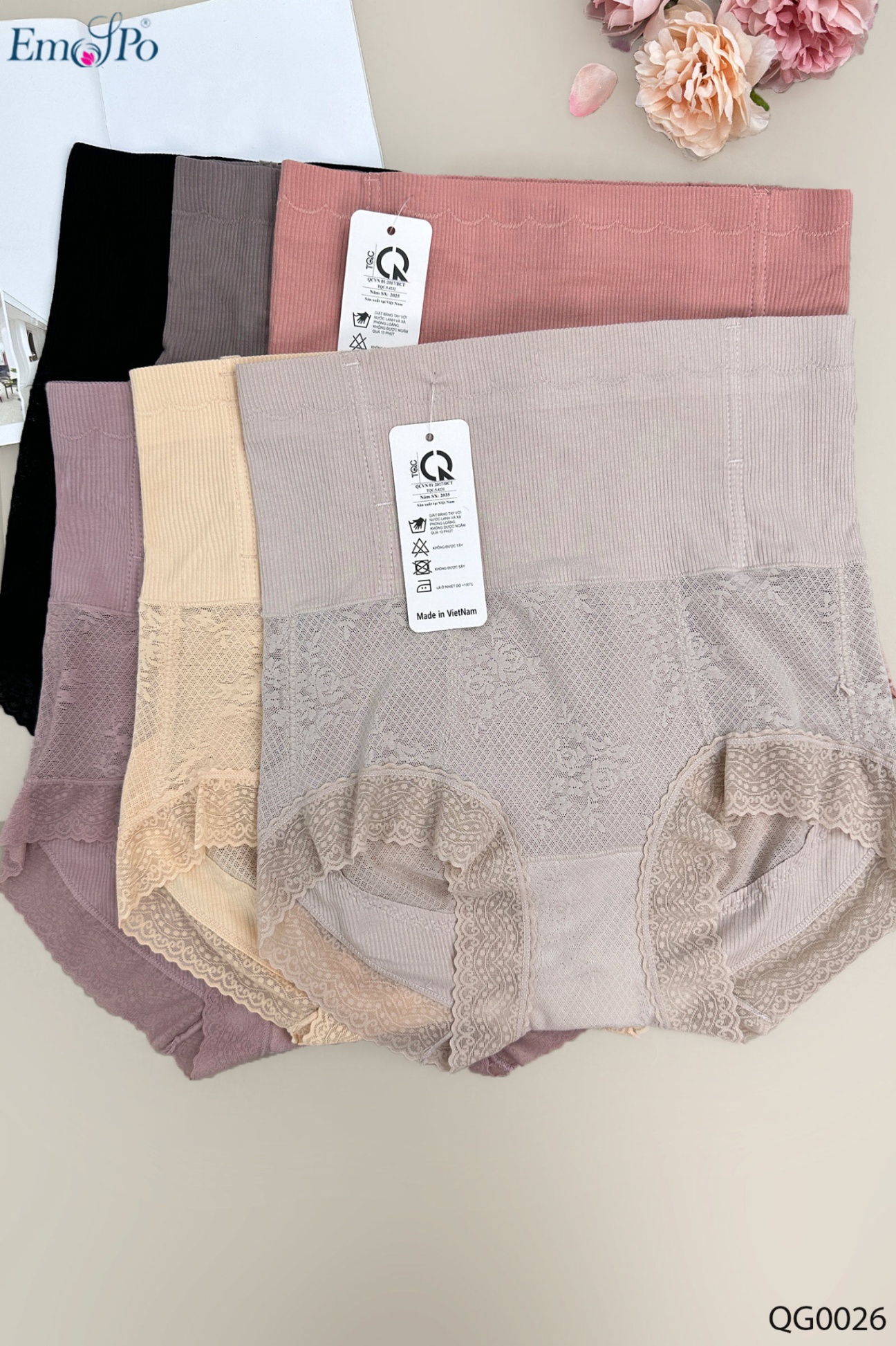 Quần lót gen bụng, ren viền gấu