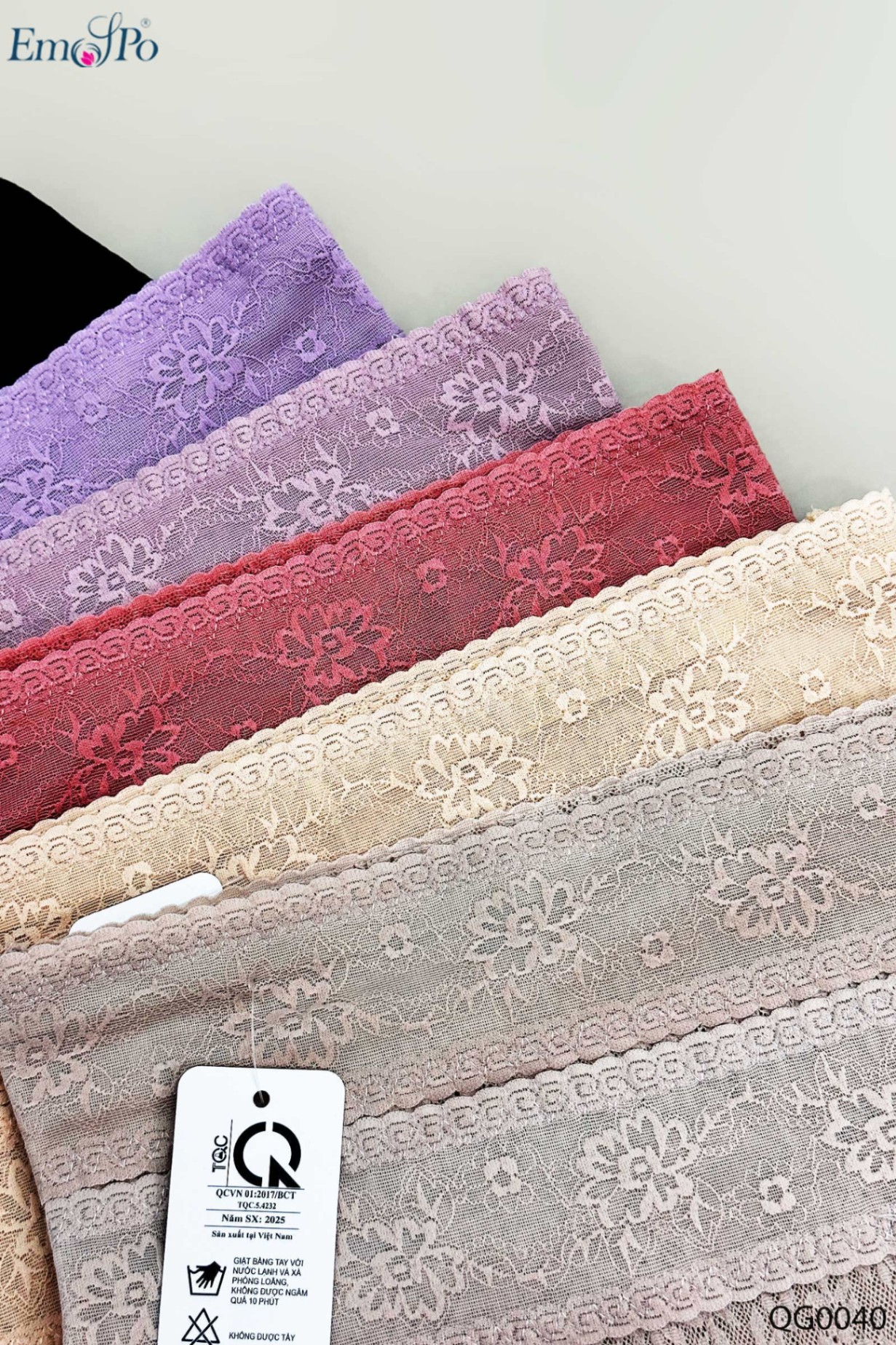 QG0040 - Quần lót gen cotton, cạp và gấu ren hoa