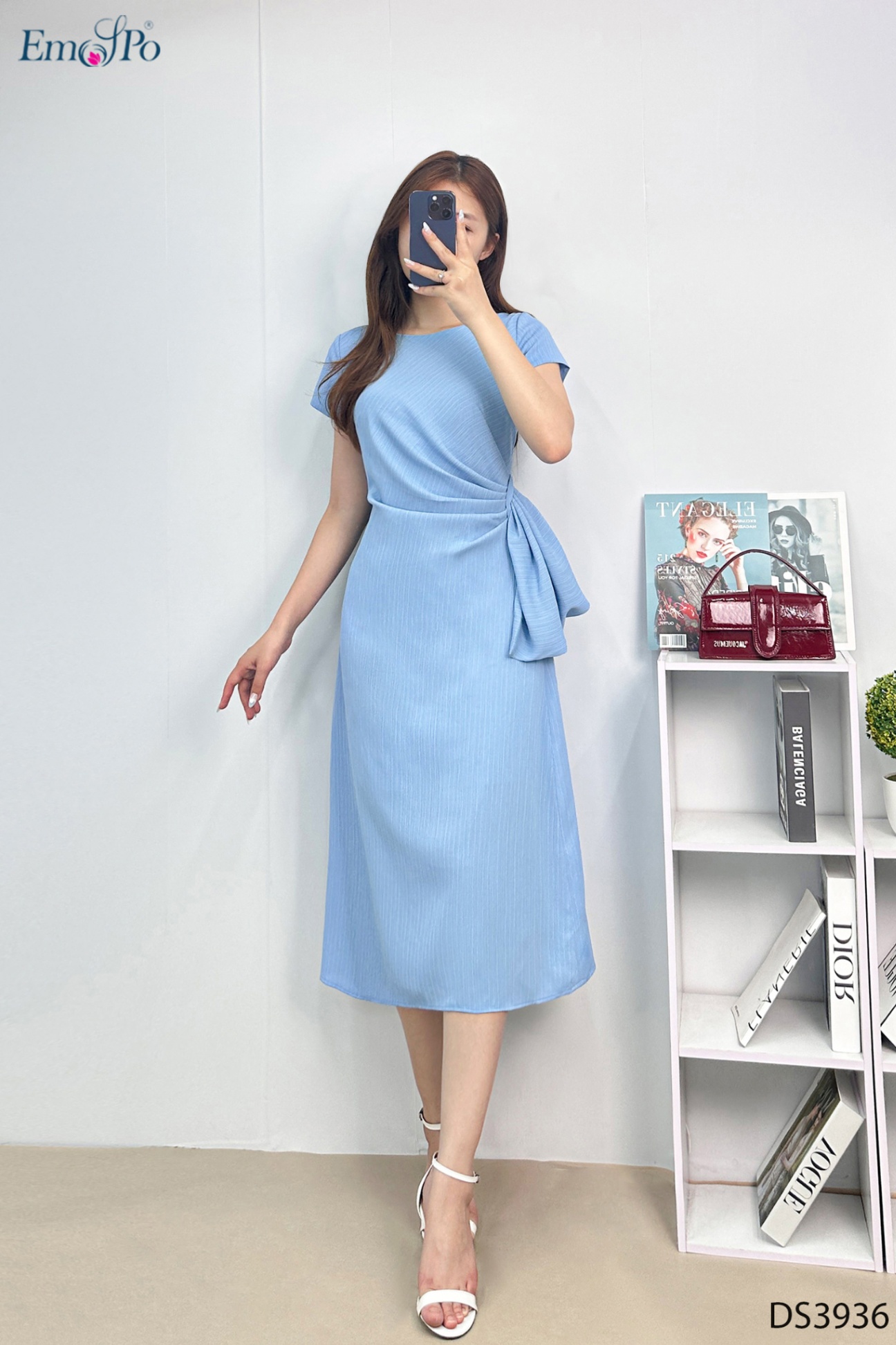 Đầm ôm A rúm ly lệch hông