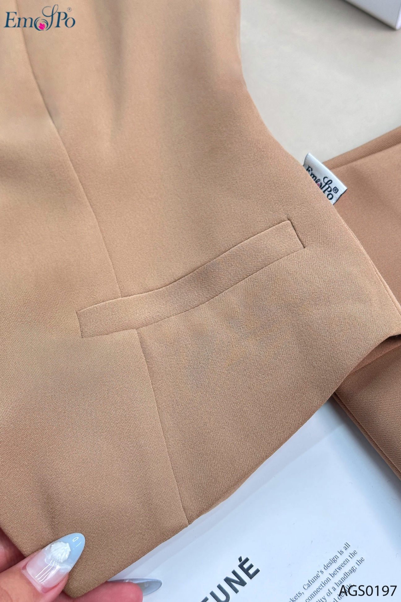 Áo gile cổ tim cài khuy, túi cơi, dây & hoa cài cổ, mix QS1369, QL1370