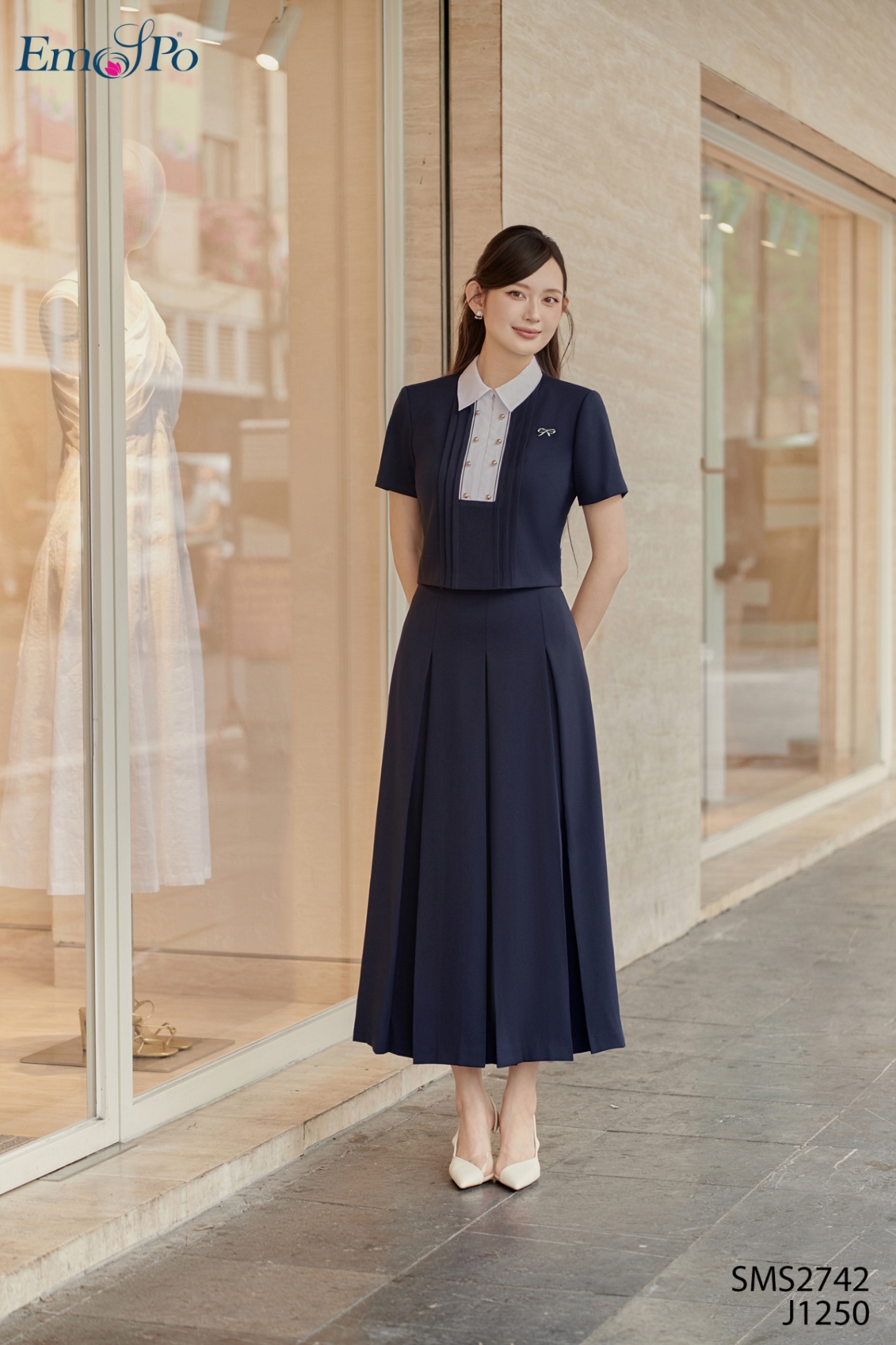 Juyp xòe, xếp ly, cạp cao có đỉa, đi bộ SMS2742