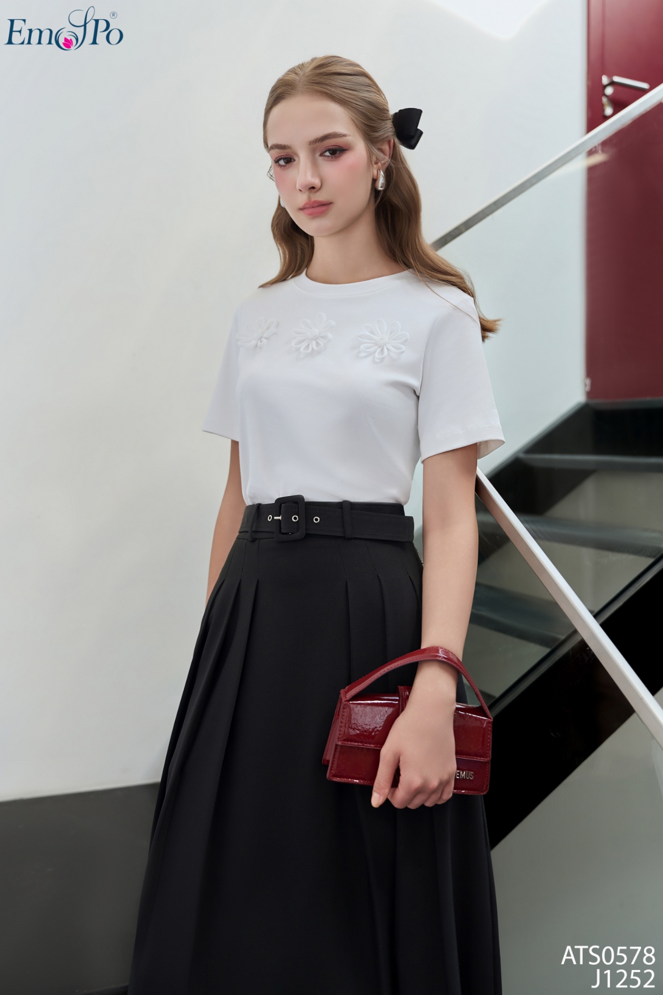 Juyp xòe xếp ly, đai rời, mix ATS0578