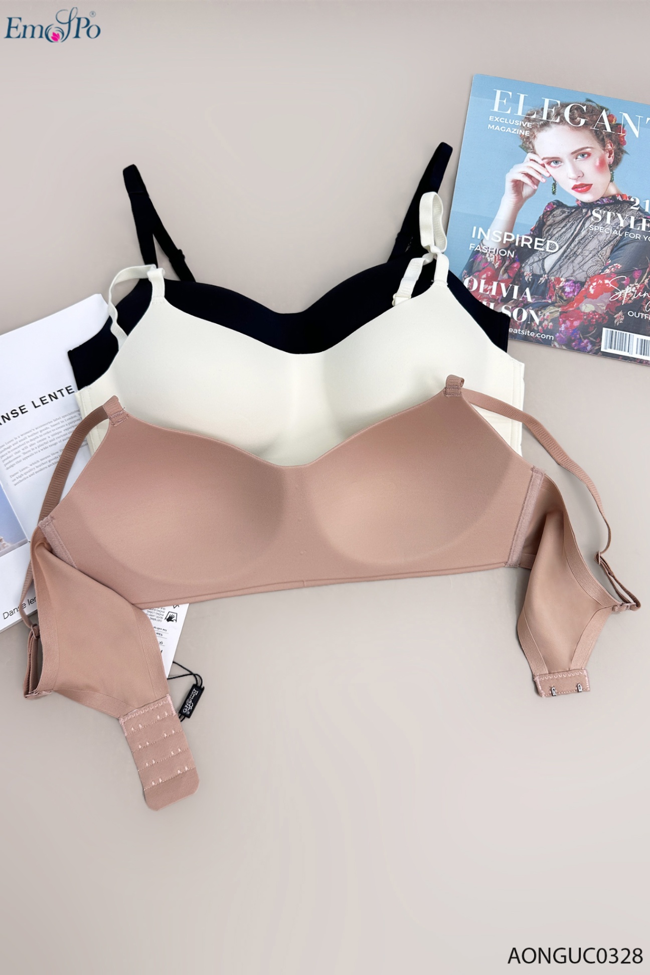 AONGUC0328 - Áo ngực bra trơn mỏng, không đệm