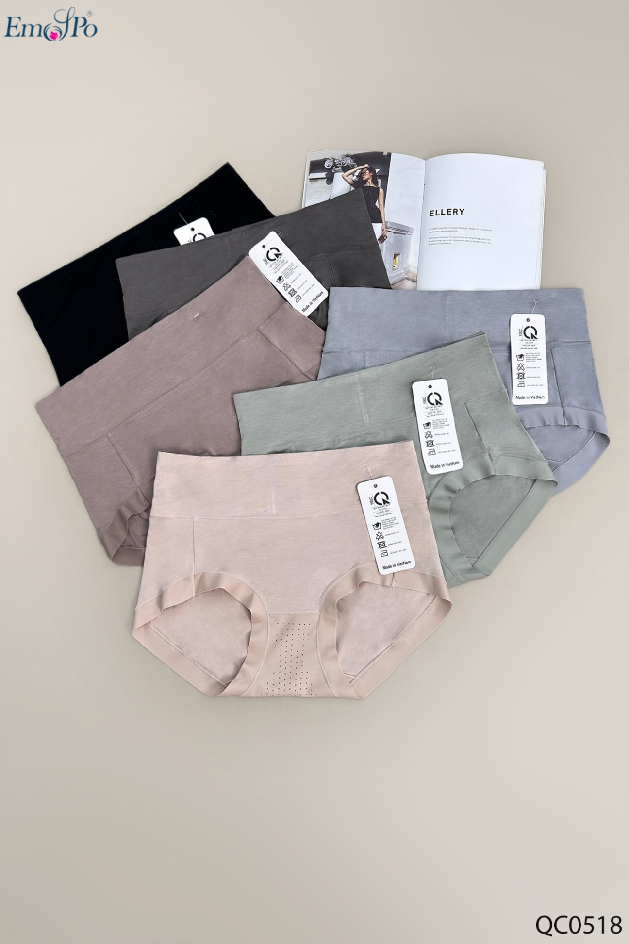 QC0518 - Quần lót cotton trơn, thông hơi, viền thun lạnh