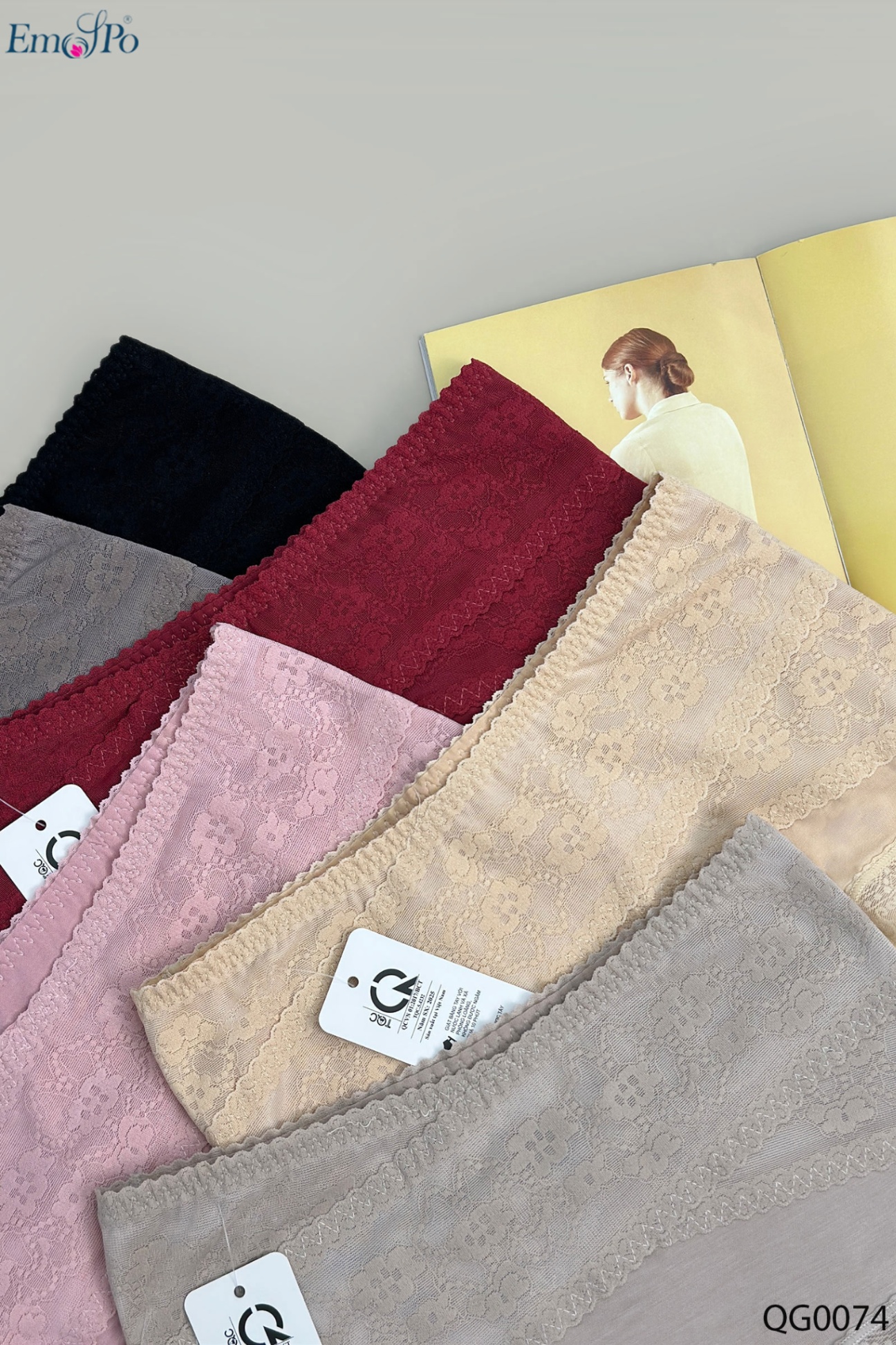 QG0074 - Quần lót gen cotton phối ren cạp & viền