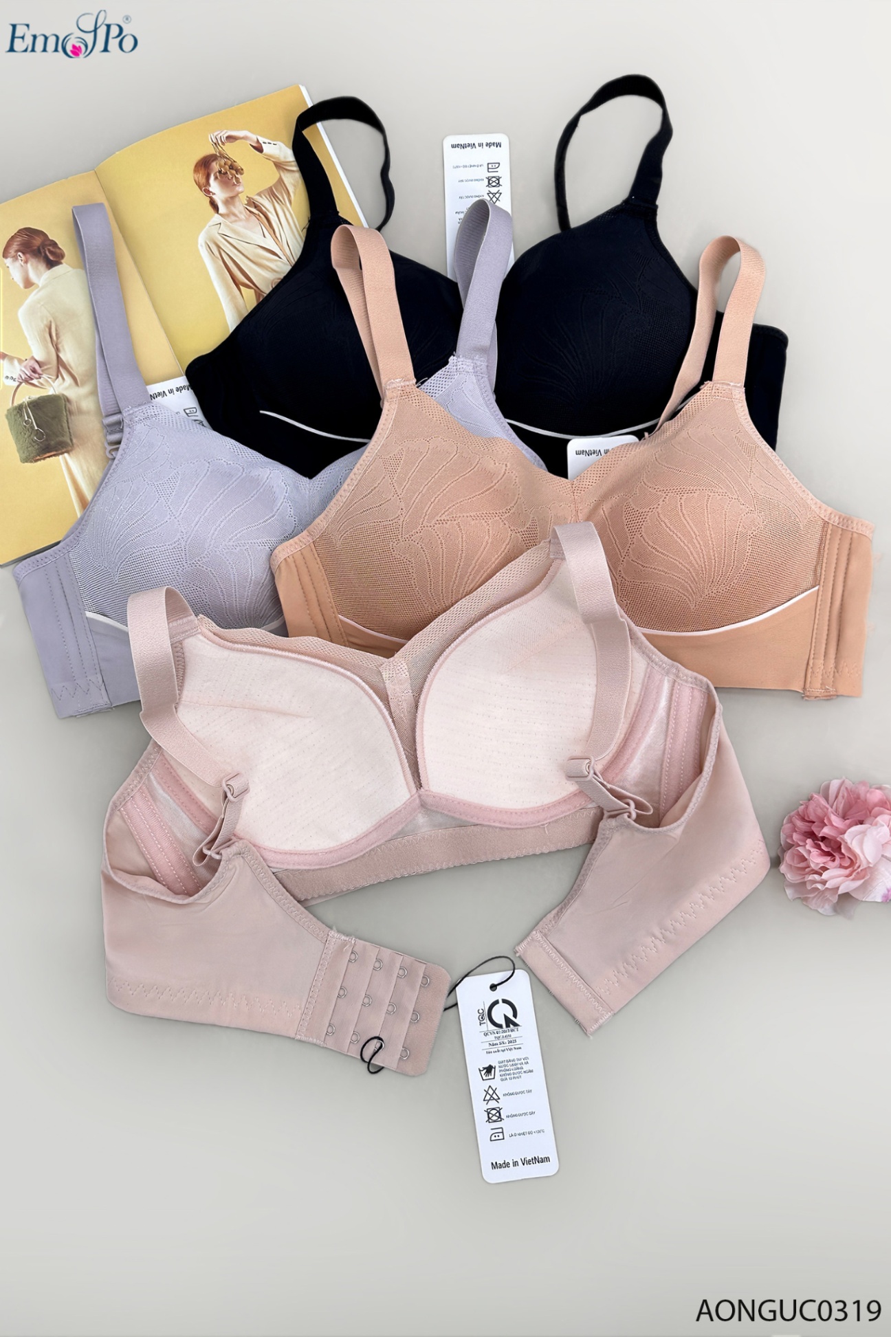 AONGUC0319 - Áo ngực không đệm, không gọng, phối viền
