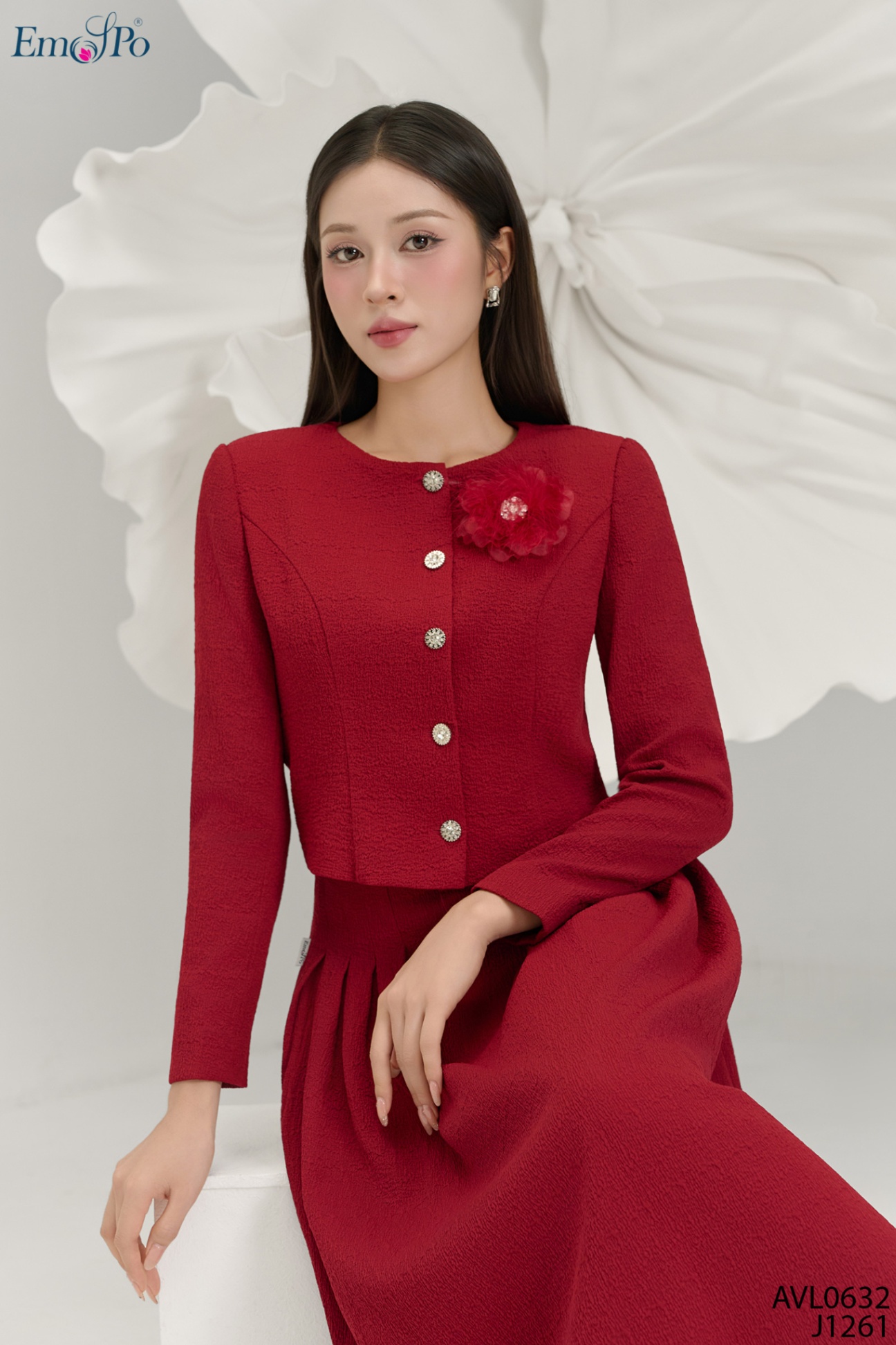 Juyp xòe, xếp ly 2 bên hông, cạp cao, đi bộ AVL0632