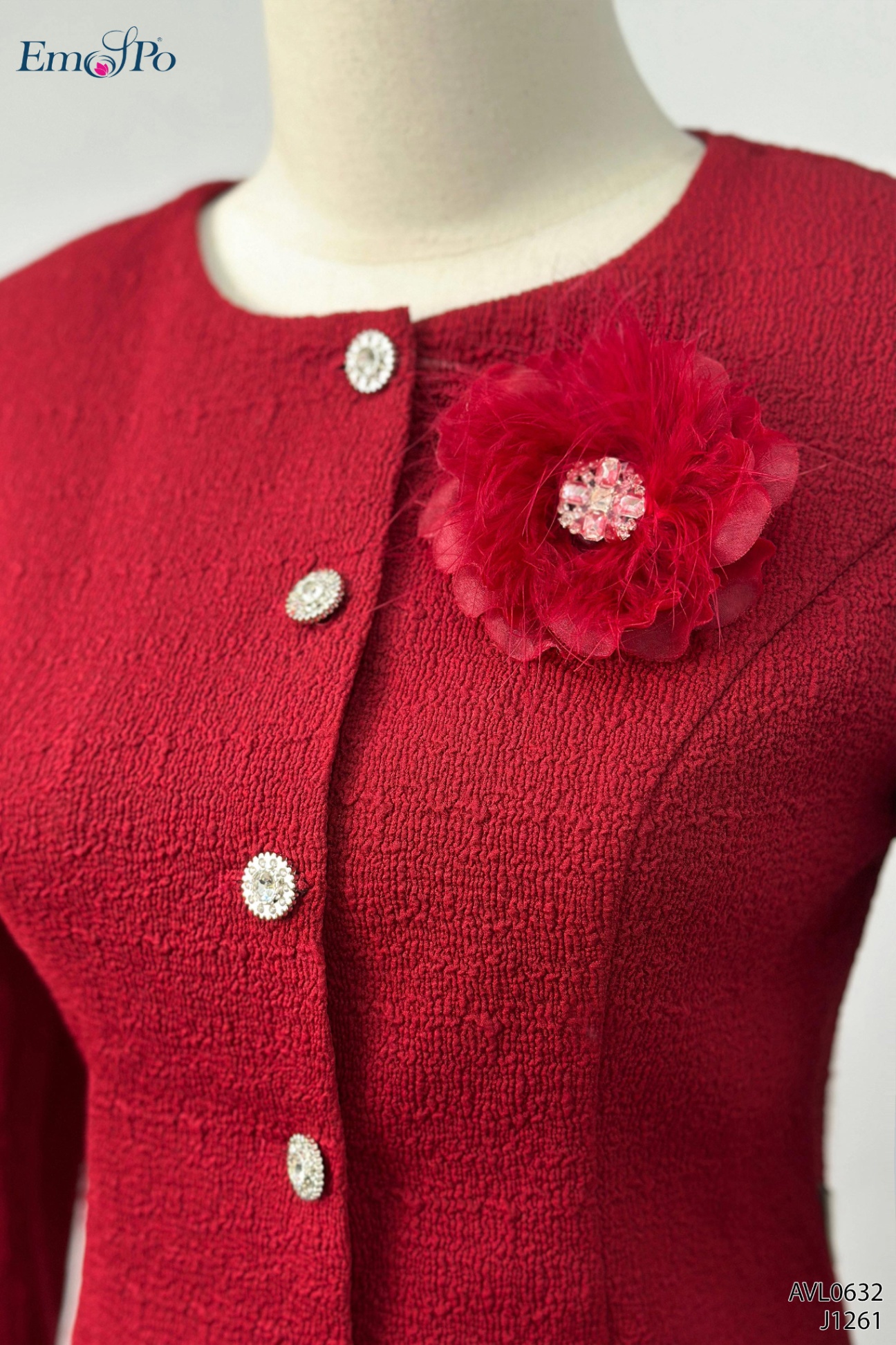 Áo vest cổ tròn, dáng lửng, cài khuy, cài rời, đi bộ J1261