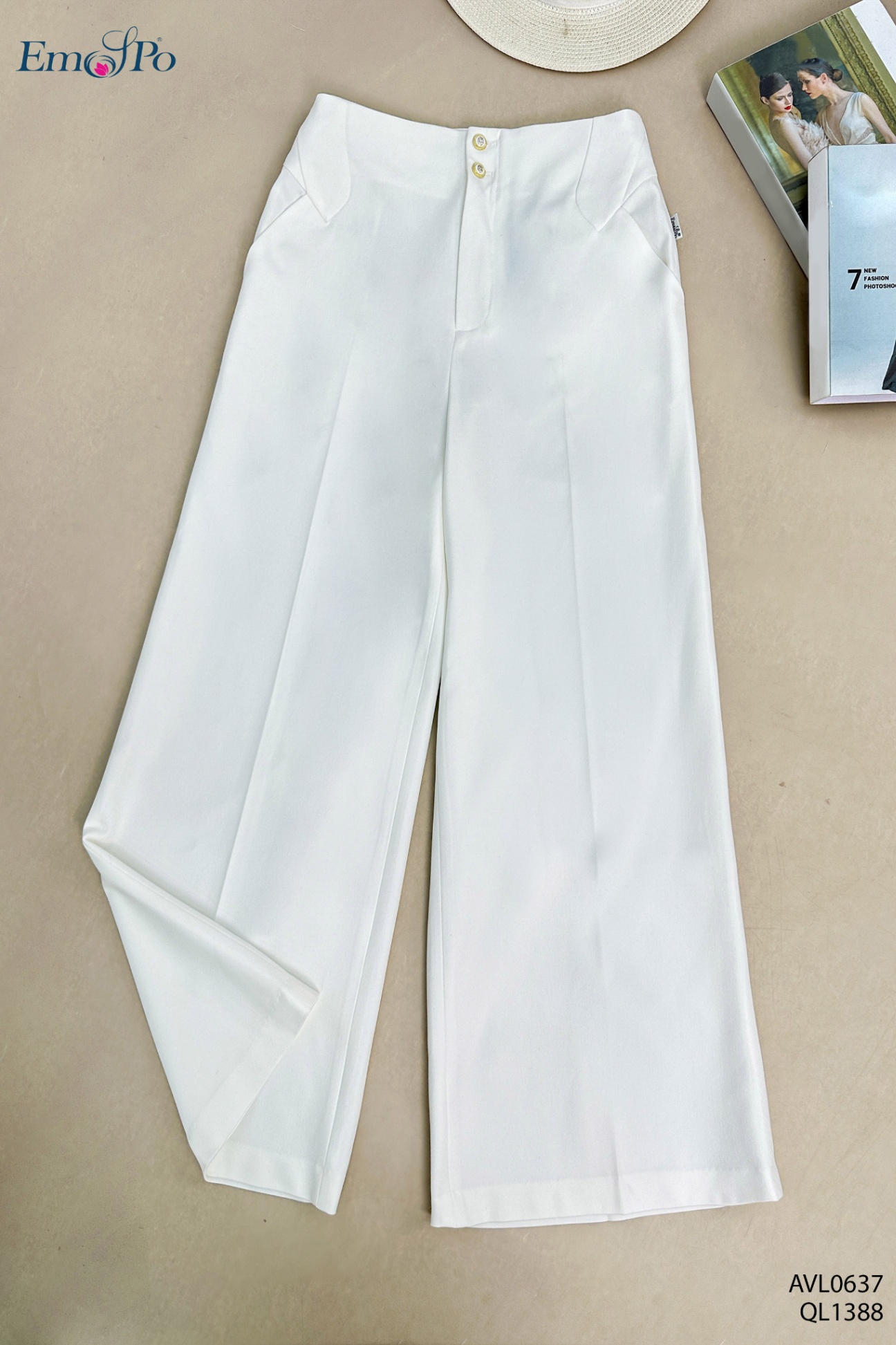 Quần ống suông, cạp cao, túi chéo,đi bộ AVL0637
