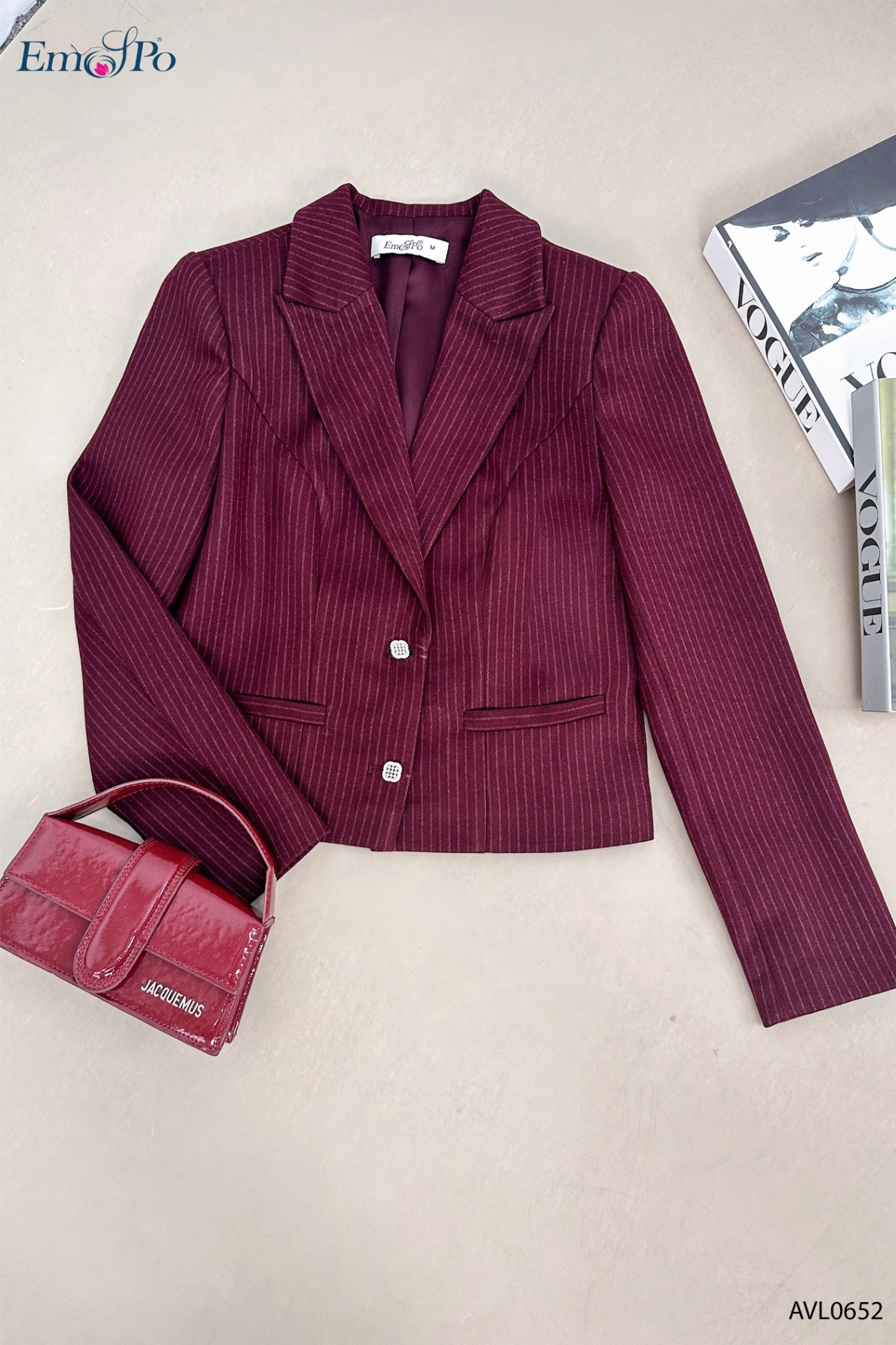 Áo vest kẻ dáng lửng, cổ bẻ ve cài khuy, túi cơi 2 bên, đi bộ QL1391
