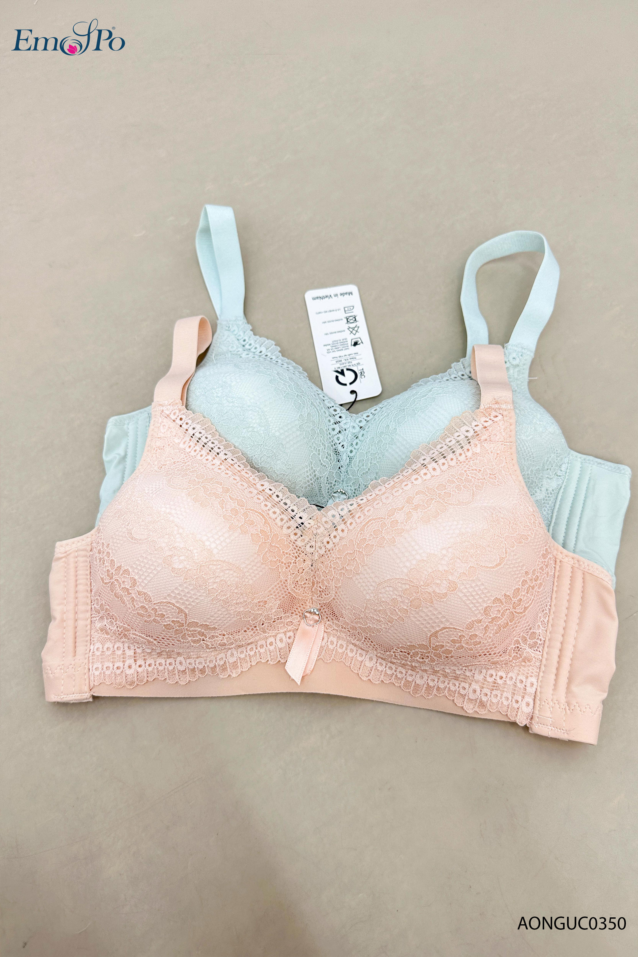 AONGUC0350 - Áo ngực ren, đệm mỏng, đinh nơ