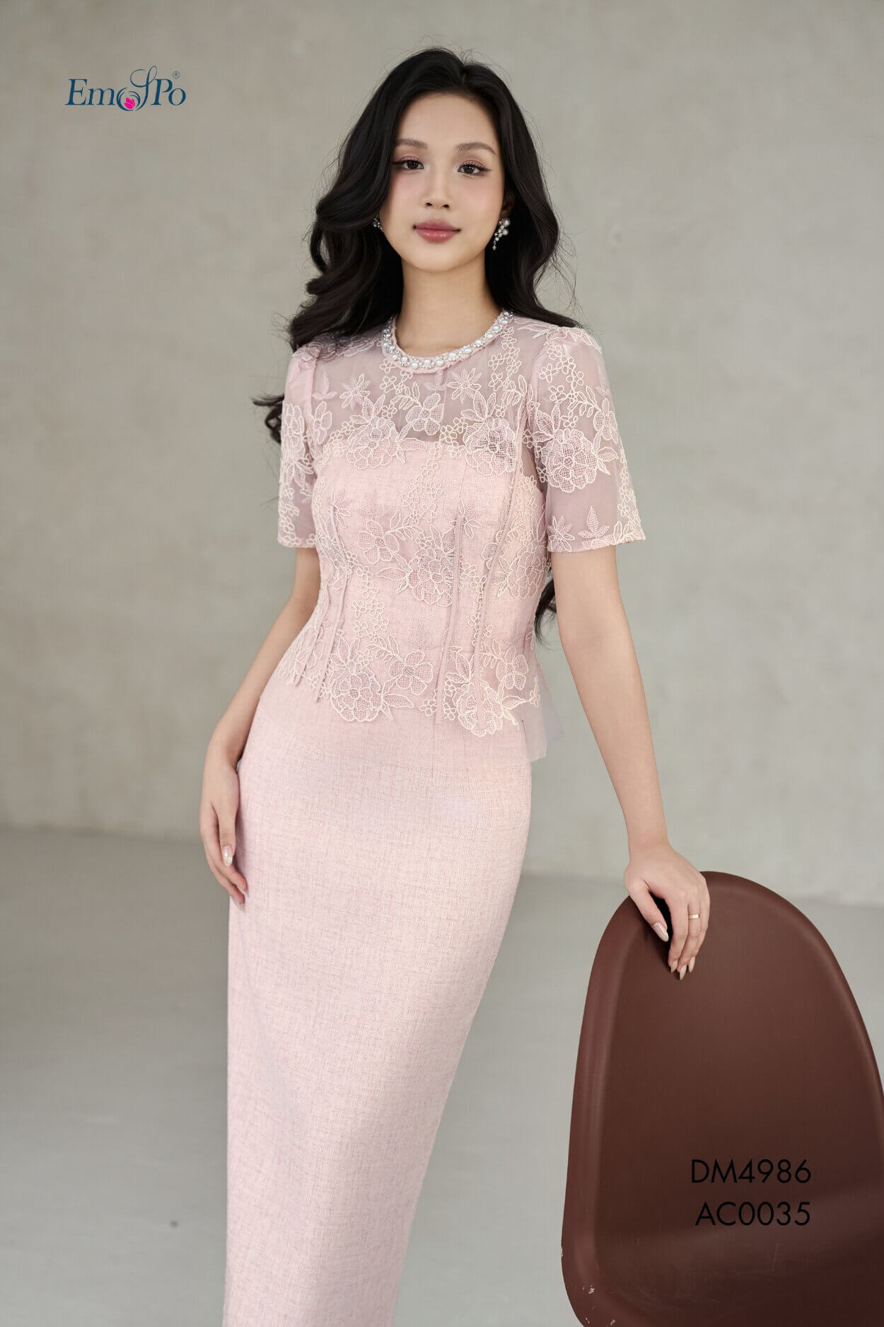 Đầm ôm cúp ngực, xẻ sau, đi kèm AC0035