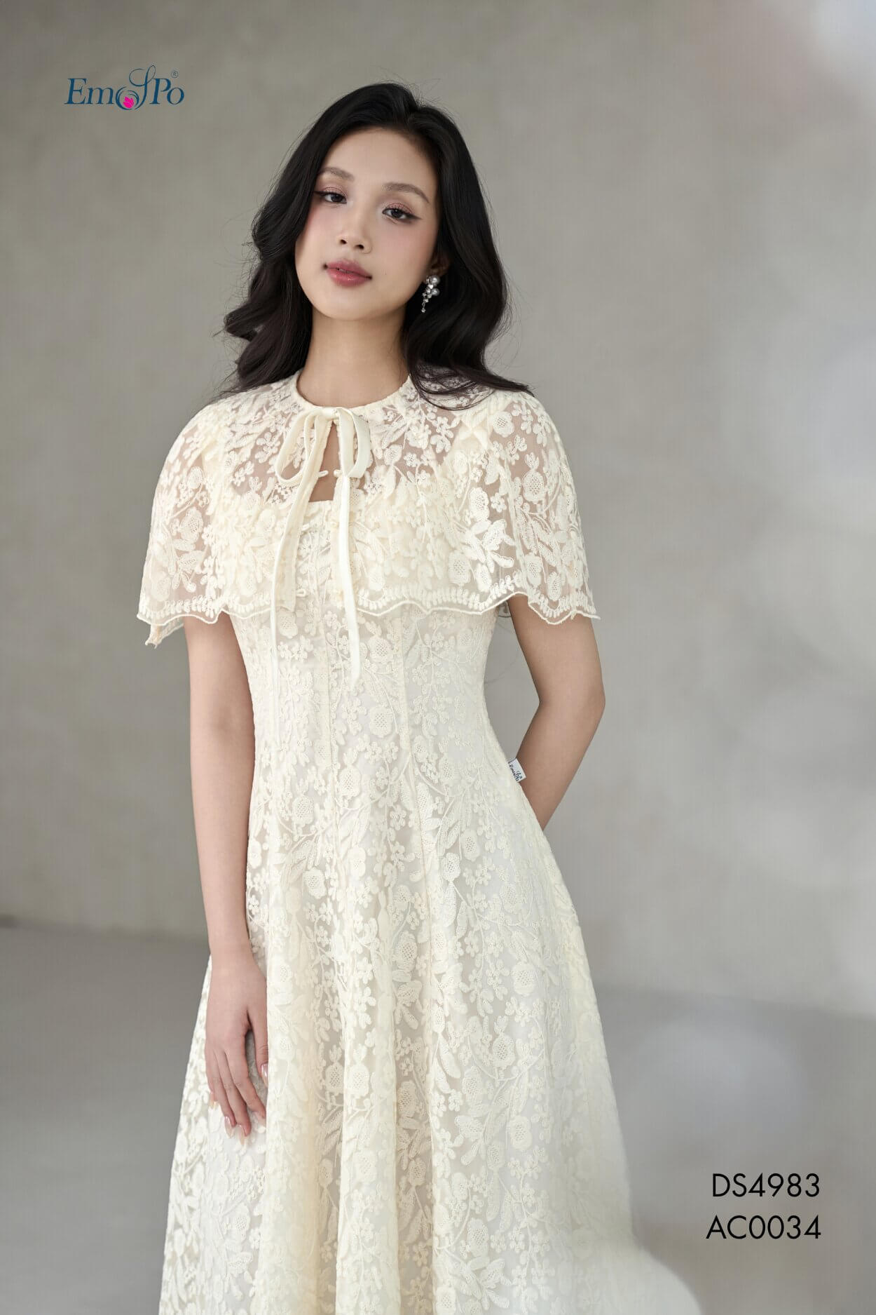 Đầm xòe hai dây cổ vuông, đi kèm AC0034