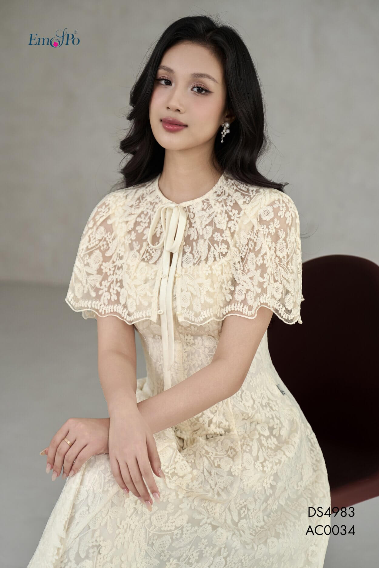 Đầm xòe hai dây cổ vuông, đi kèm AC0034