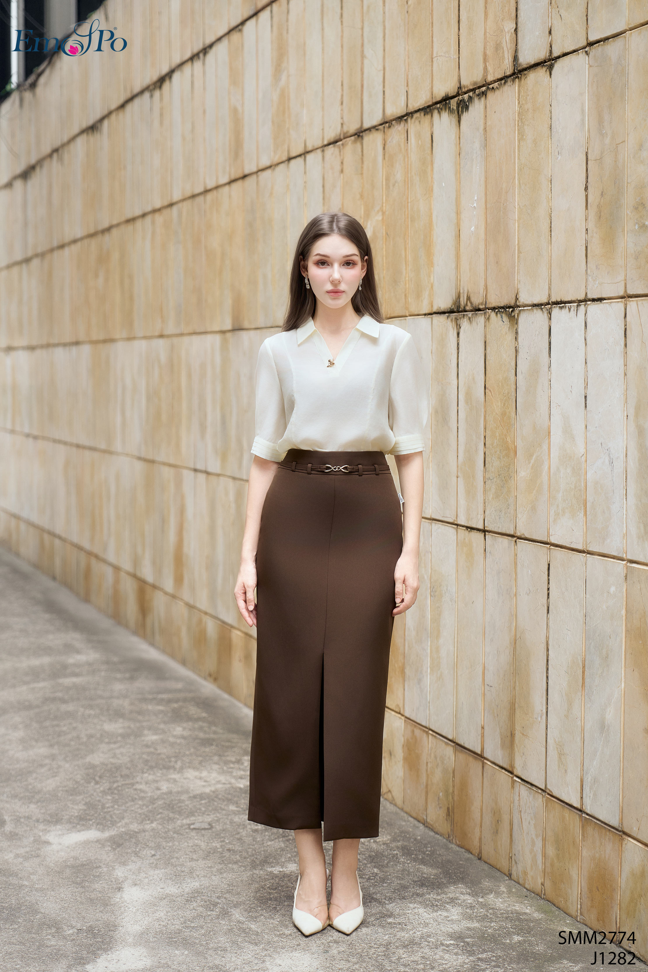 Juyp ôm dáng dài, cạp cao, xẻ trước, đai rời
