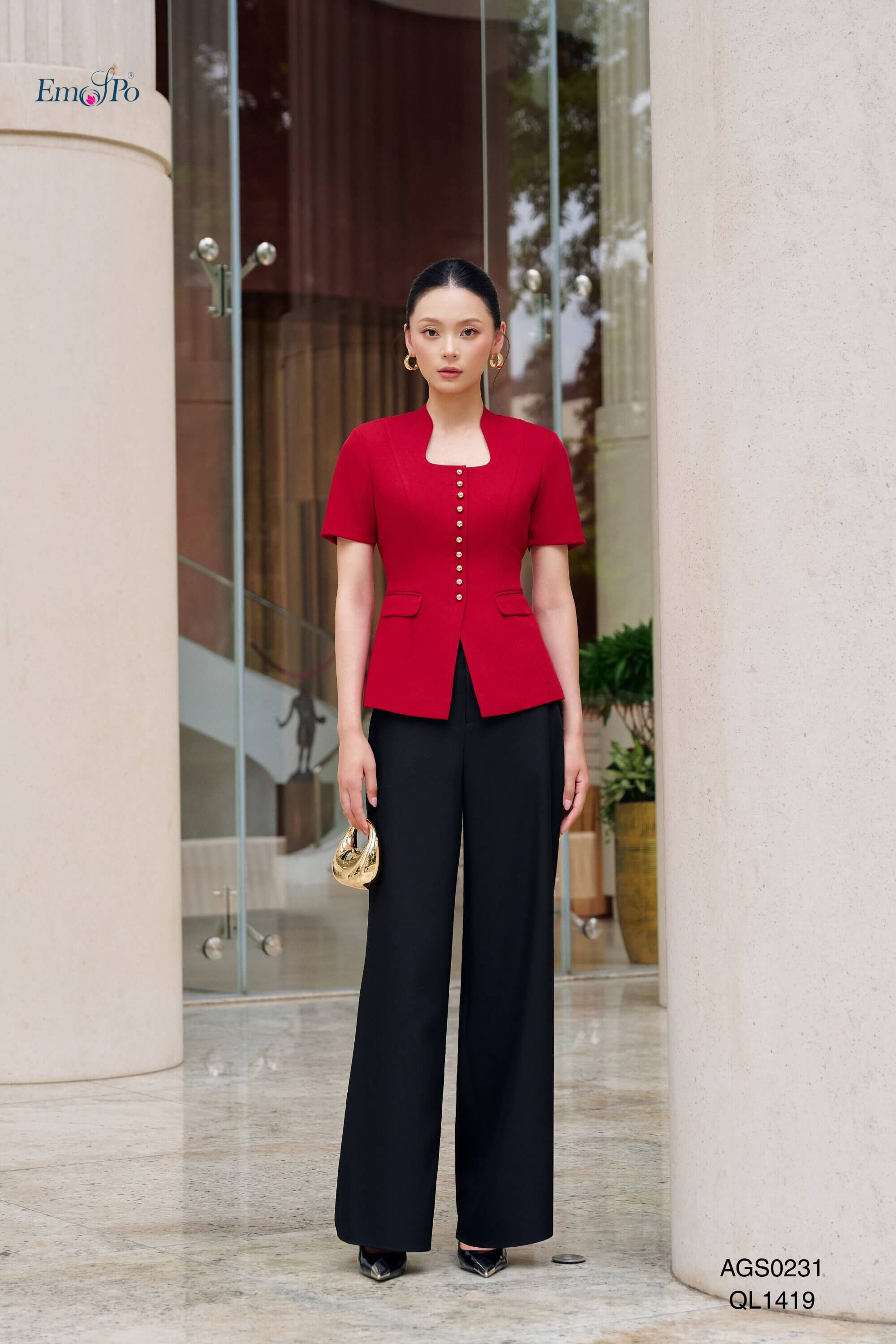 Quần ống vẩy, cạp cao cài hàng khuy, đi bộ AGS0231