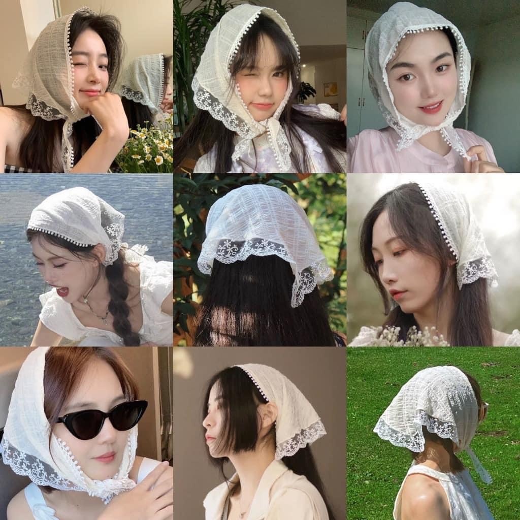 Khăn bandana vải voan ren 987