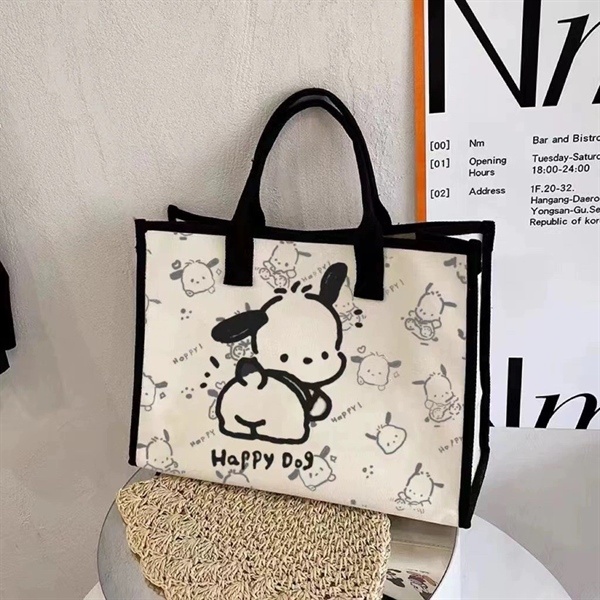 Túi tote vuông pochacco đen không khoá 812
