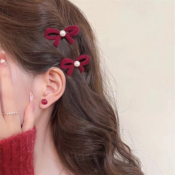Set 2 mỏ vịt nơ nhung ngọc 3759