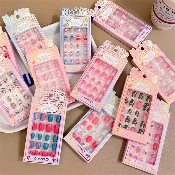 Hộp 12 móng tay giả cho bé gái 473