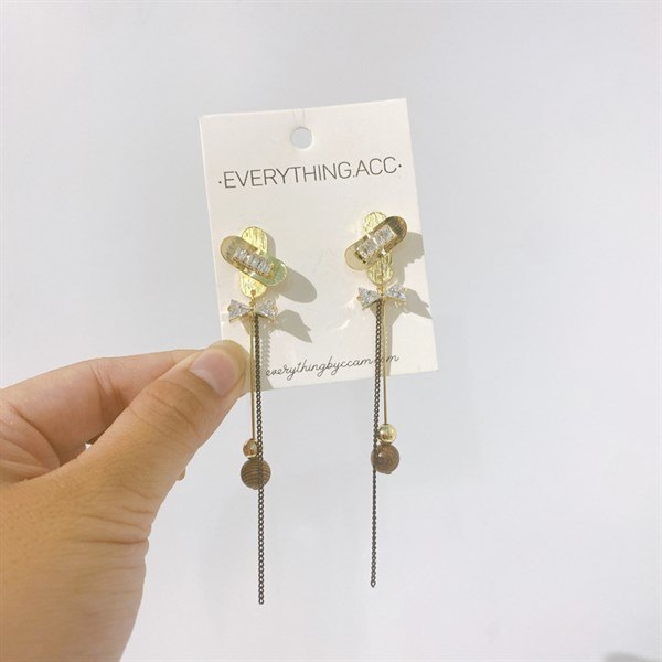 Bông tai dài miếng vàng chéo 3447