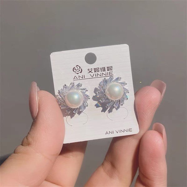 Bông tai đá xoáy tròn ngọc trai s925 2549