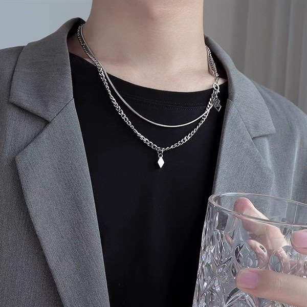 Vòng cổ 2 dây mặt thoi kiểu 358