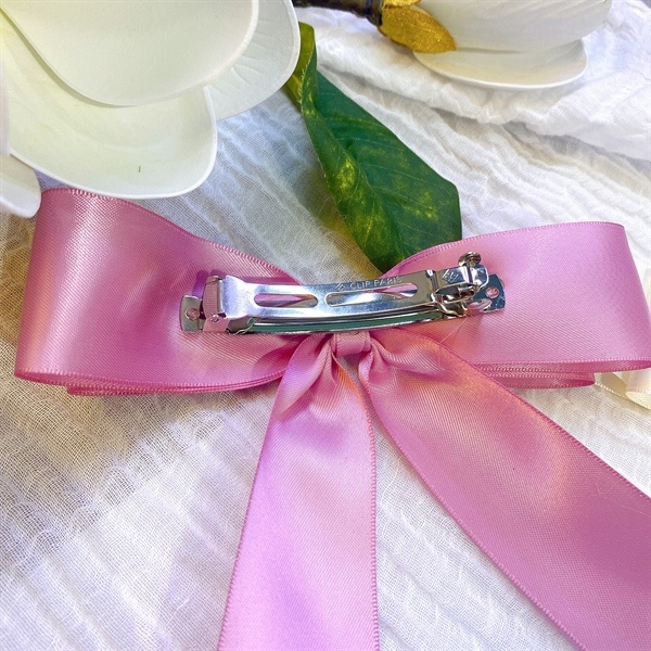 Kẹp nơ satin 2 lớp đuôi dài mã 13