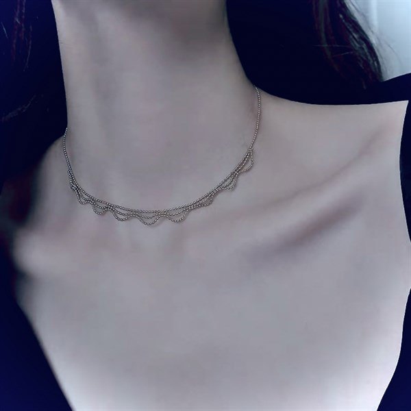 Vòng cổ titan dây bi mảnh rũ tầng 293