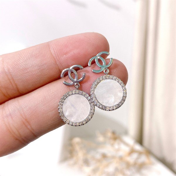 Bông tai chữ X thả tròn đá viền s925 2543