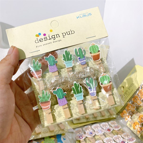 Set 10 kẹp ảnh kèm dây cói 042