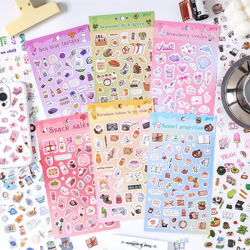 Set 2 tấm sticker gấu viền trắng 721