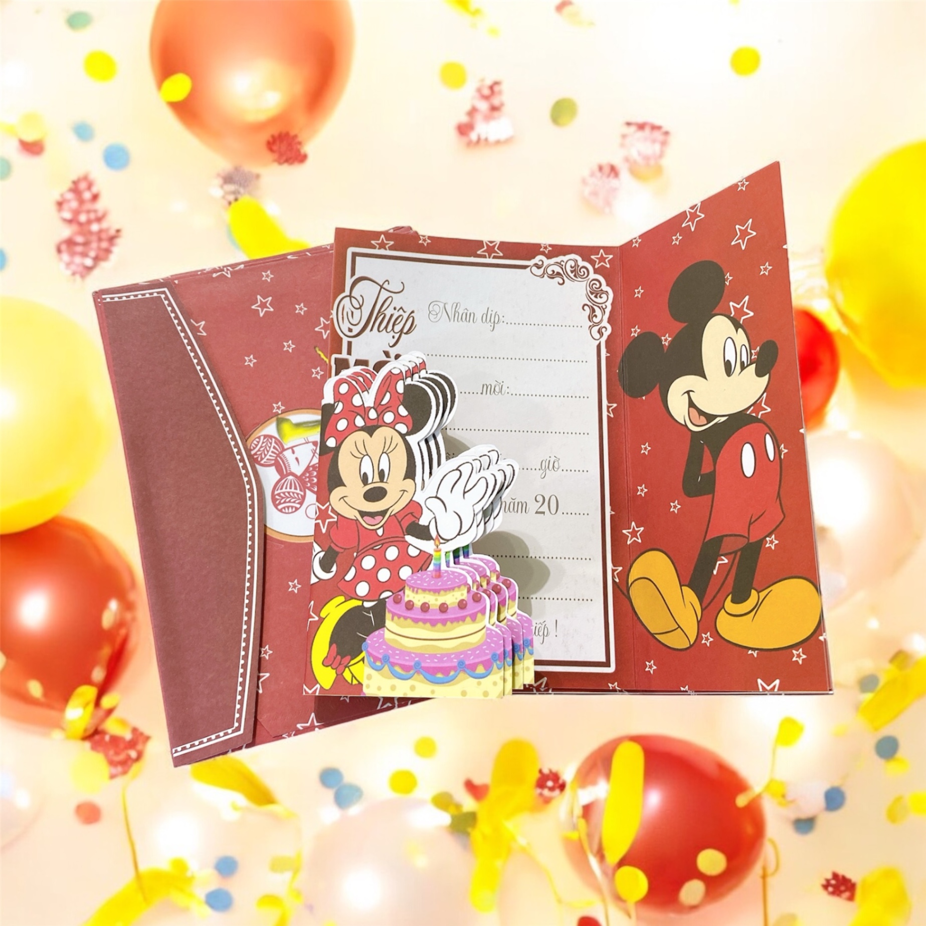 Set 4 thiệp mời sinh nhật mickey 187